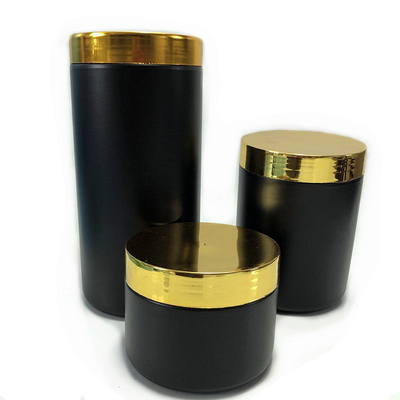Cartucho largo plástico preto personalizado do pó da boca dos vários tamanhos com tampa do ouro
